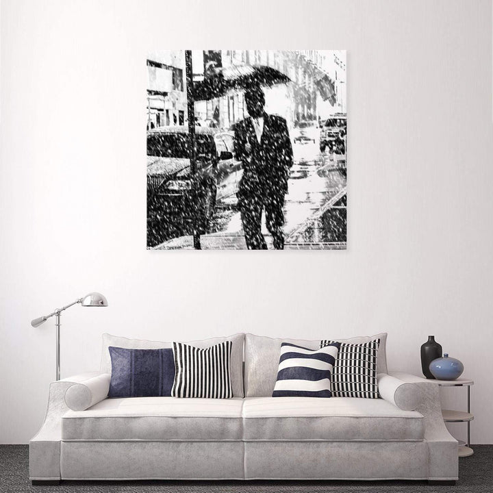 Suited to Snow, Black and White (Square) Wall Art