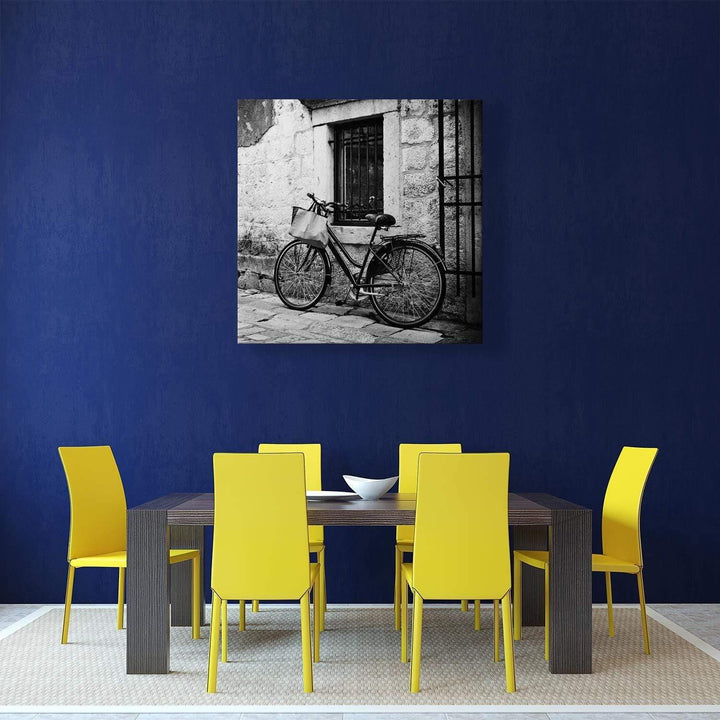 Ye Old Cycle, Black and White (Square) Wall Art