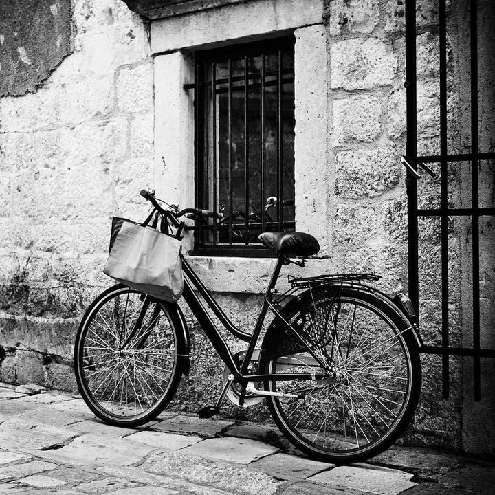 Ye Old Cycle, Black and White (Square) Wall Art