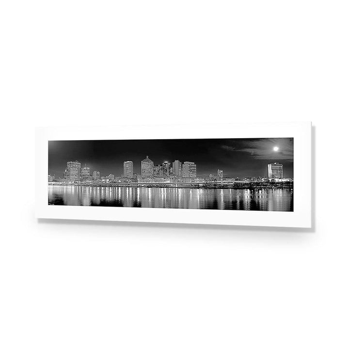Brisbane in Moonlight, Black and White (Long) Wall Art