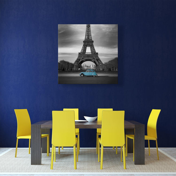 Citroen under Eiffel, Blue (Square) Wall Art