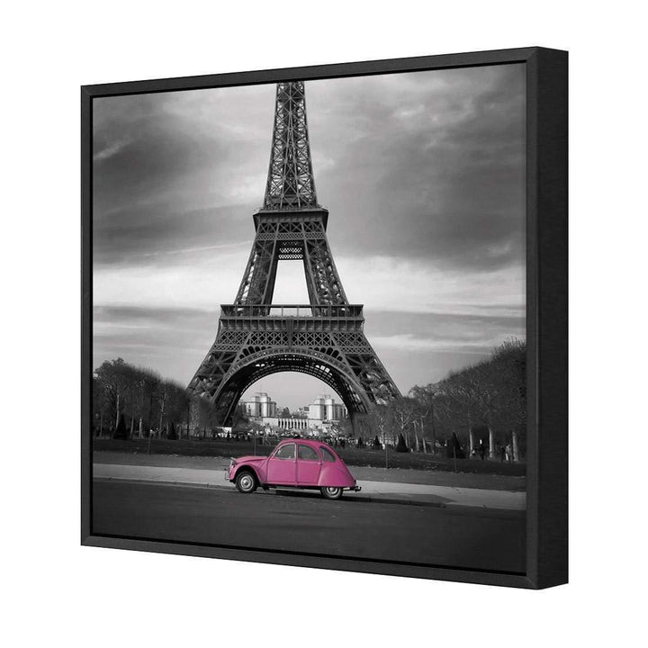 Citroen under Eiffel, Pink (Square) Wall Art