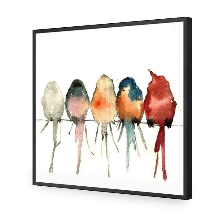 Watercolour Birds on Branch (square) Wall Art