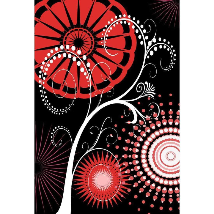 Swirly Tree Red & Black Wall Art