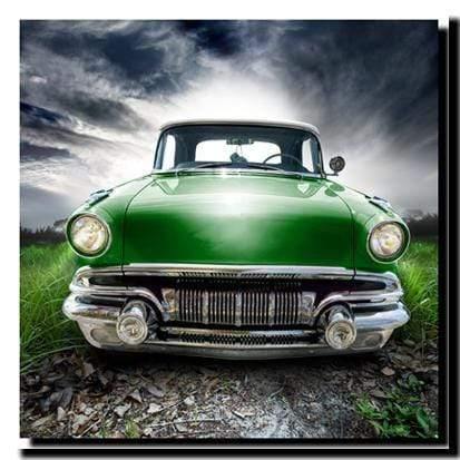 Vintage Coupe Car, Original - Green Wall Art