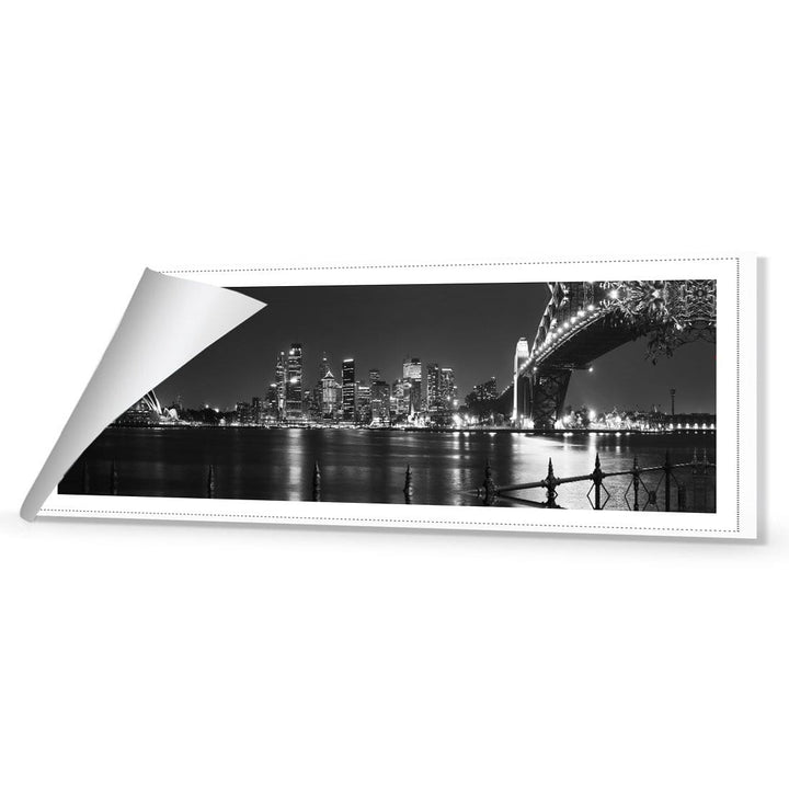 Sydney Harbour, Black and White - Bridge on Right Wall Art