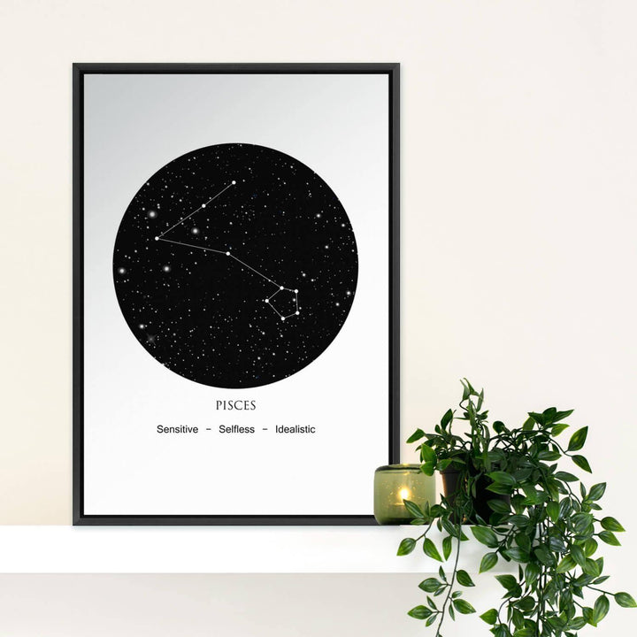 Zodiac Constellation Black - Pisces Wall Art