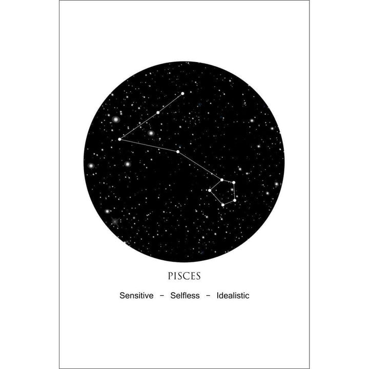 Zodiac Constellation Black - Pisces Wall Art
