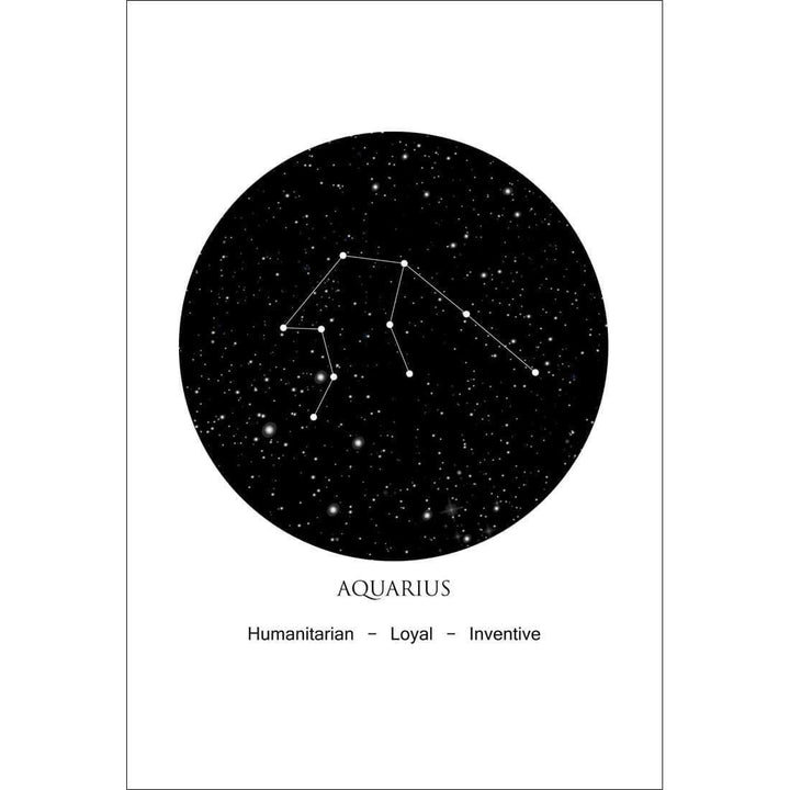 Zodiac Constellation Black - Aquarius Wall Art
