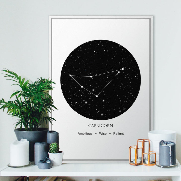 Zodiac Constellation Black - Capricorn Wall Art
