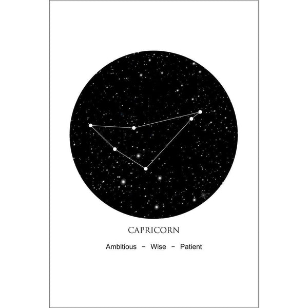 Zodiac Constellation Black - Capricorn Wall Art