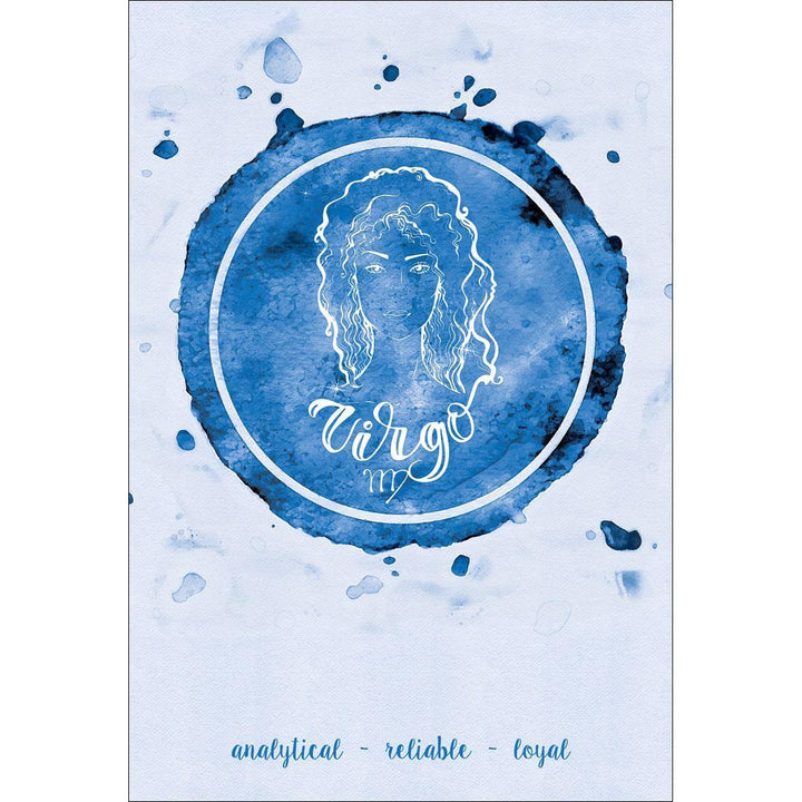 Virgo Zodiac Watercolour, Blue Wall Art