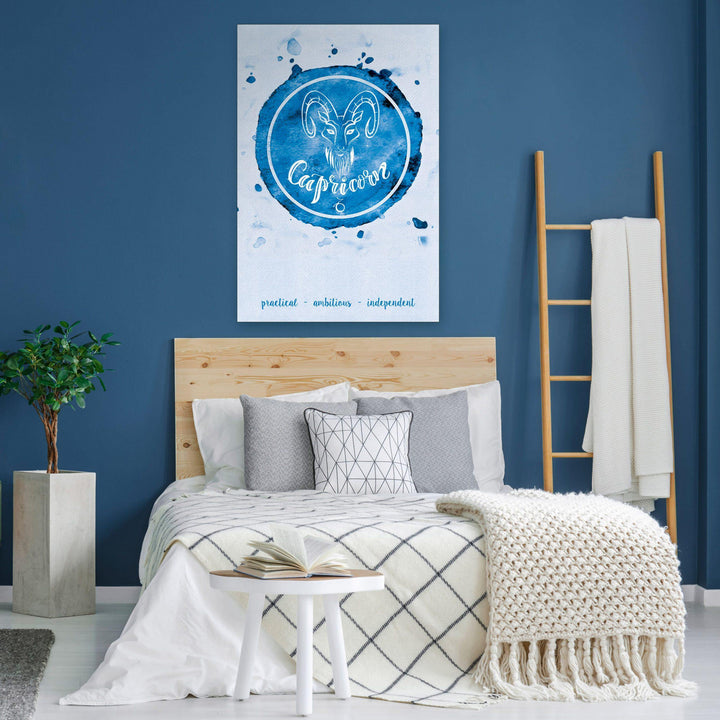 Capricorn Zodiac Watercolour, Blue Wall Art
