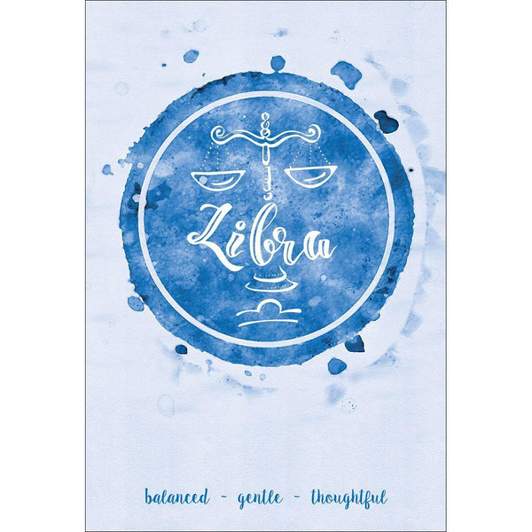 Libra Zodiac Watercolour, Blue Wall Art