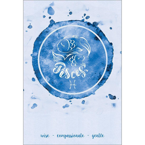 Pisces Zodiac Watercolour, Blue Wall Art