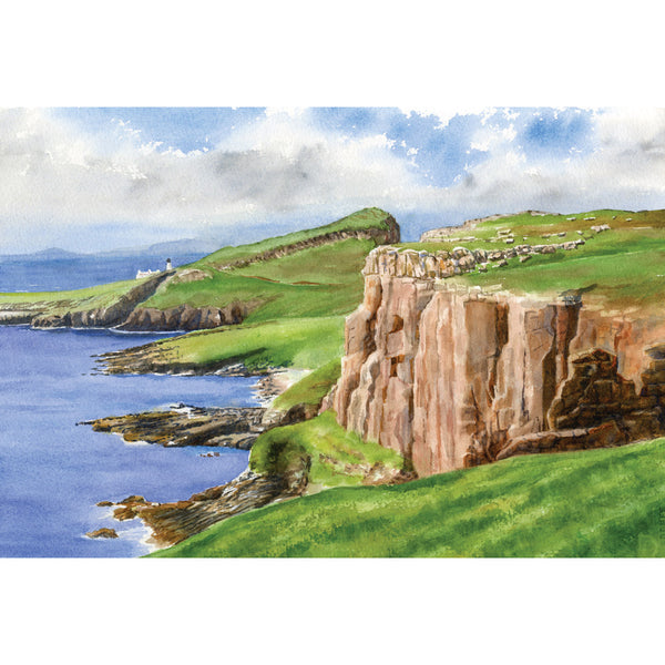 Coastline Cliffs Watercolour
