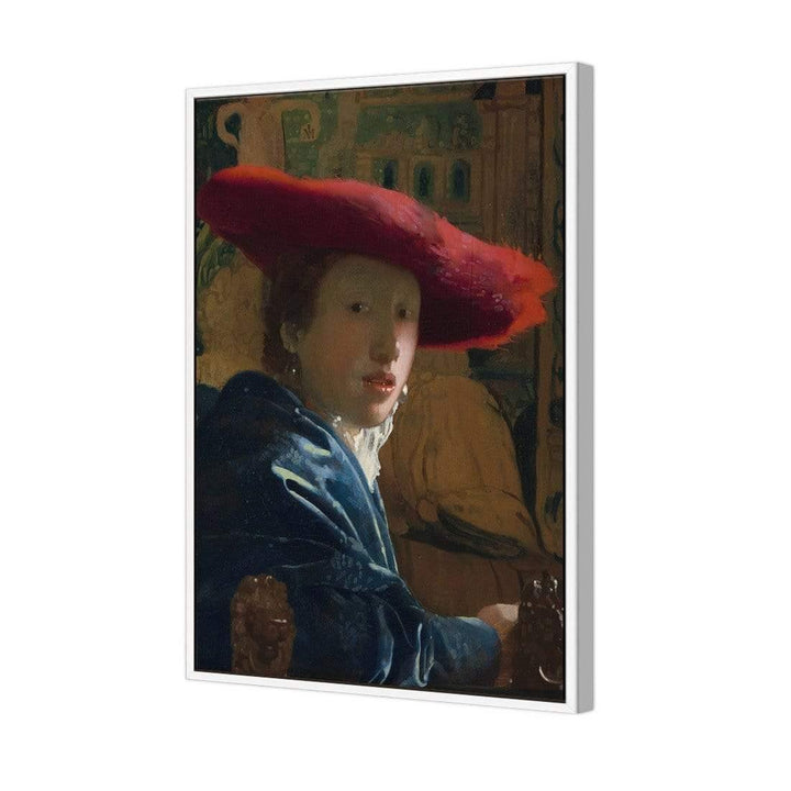 Girl with a Red Hat by Johannes Vermeer Wall Art