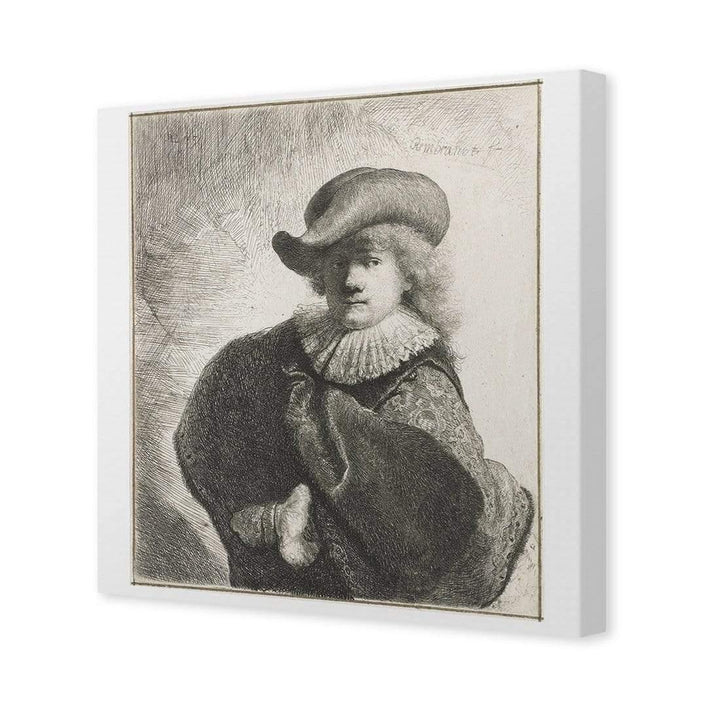 Self Portrait in a Soft Hat & Patterned Cloak by Rembrandt Wall Art