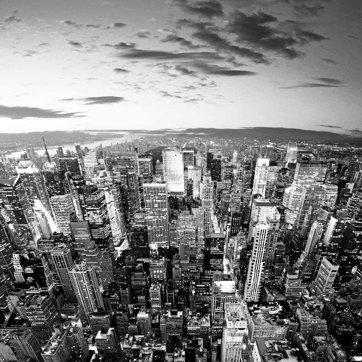 Manhattan Skyline, Black and White (square) Wall Art