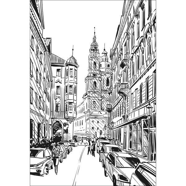 European Streetscape Sketch
