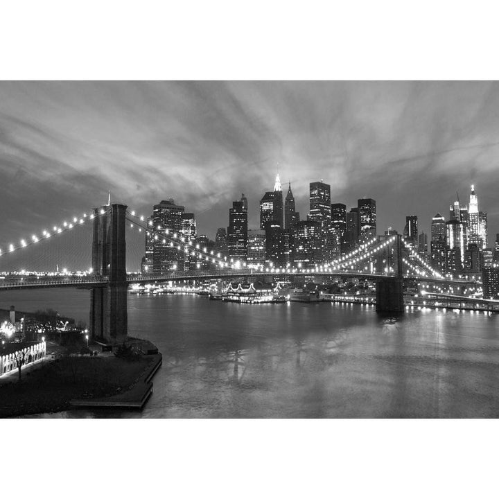 New York Skyline at Night, Black and White Wall Art