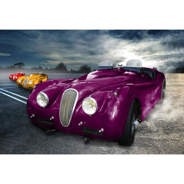 Vintage Convertible Car - Purple Wall Art