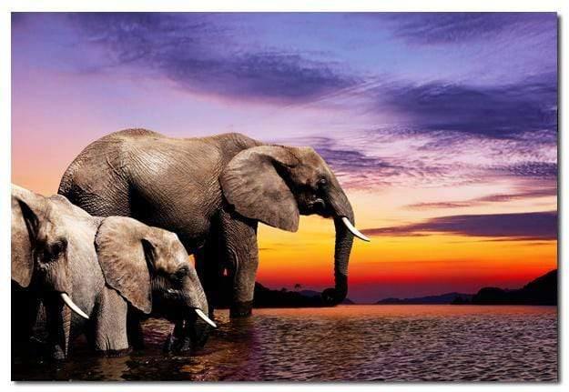 African Savannah Elephants (Rectangle) Wall Art