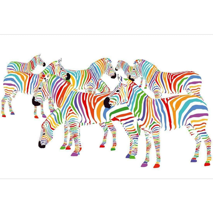 Multicoloured Zebras Wall Art