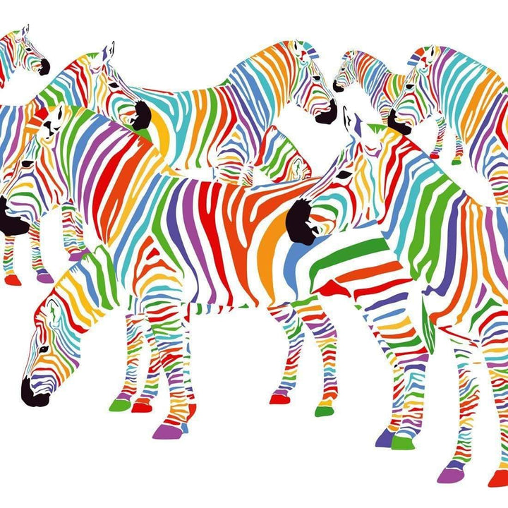 Multicoloured Zebras (square) Wall Art