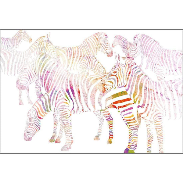 Multicoloured Zebras, Whitewashed Wall Art