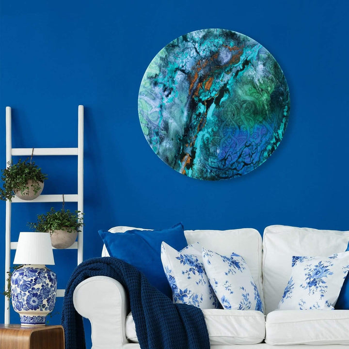 Light Globe Blue Circle Acrylic Glass Wall Art