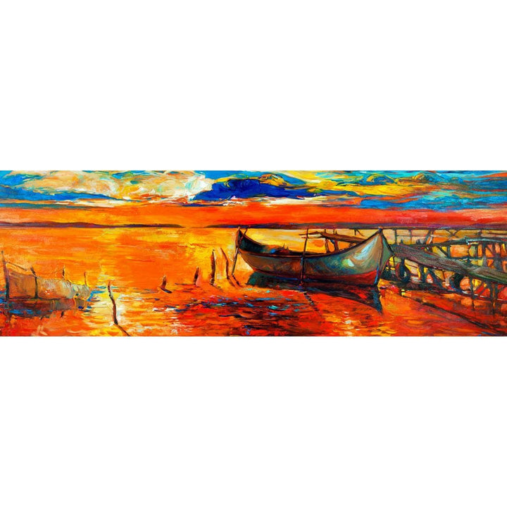 Boat on Orange Waters (long) Wall Art