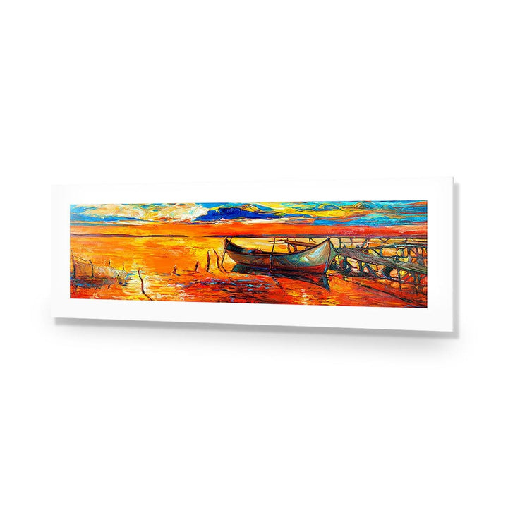 Boat on Orange Waters (long) Wall Art