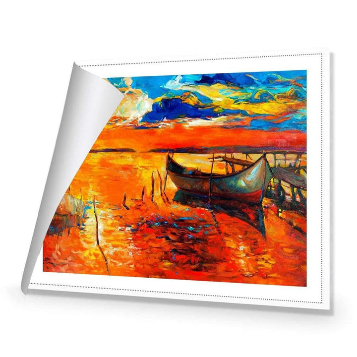Boat on Orange Waters Wall Art