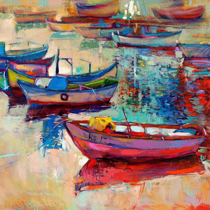 Painted Boats (square) Wall Art