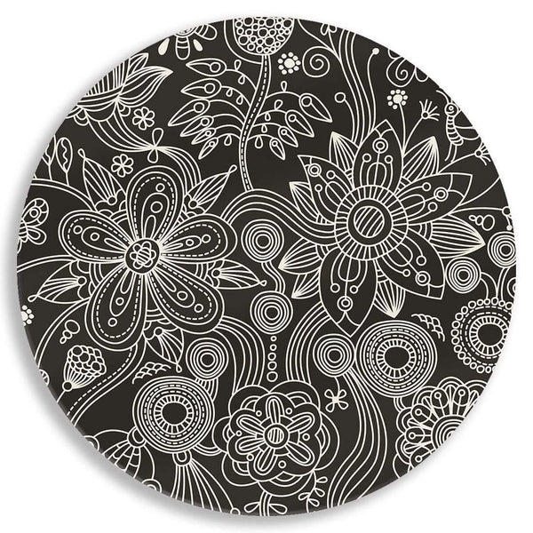 Spiral Flowers Circle Acrylic Glass Wall Art