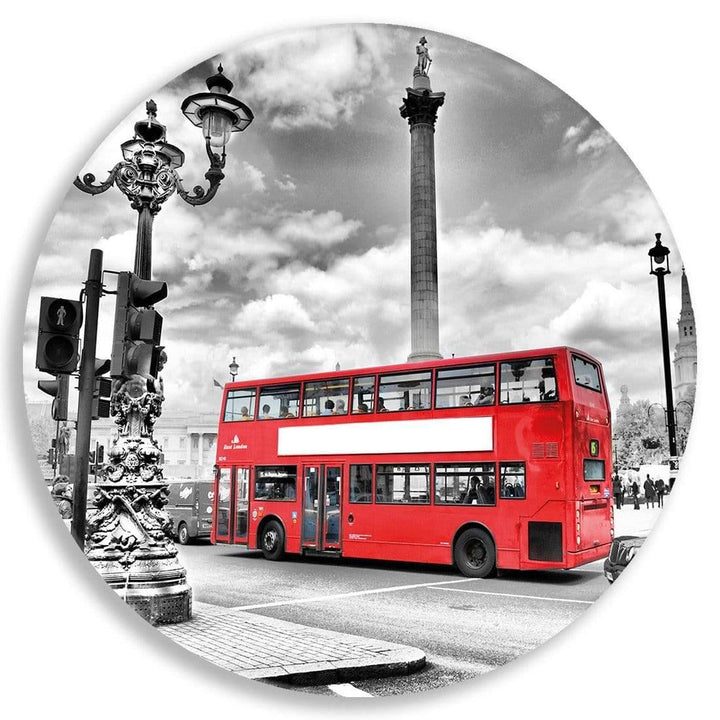 London Bus Circle Acrylic Glass Wall Art