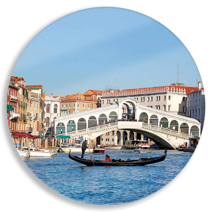 Bridge in Venice Circle Acrylic Glass Wall Art