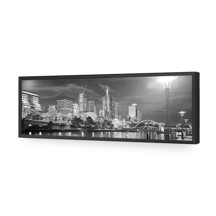 Melbourne Skyline, Black and White (long) Wall Art