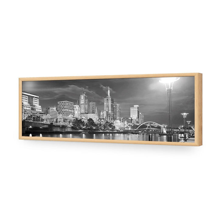 Melbourne Skyline, Black and White (long) Wall Art