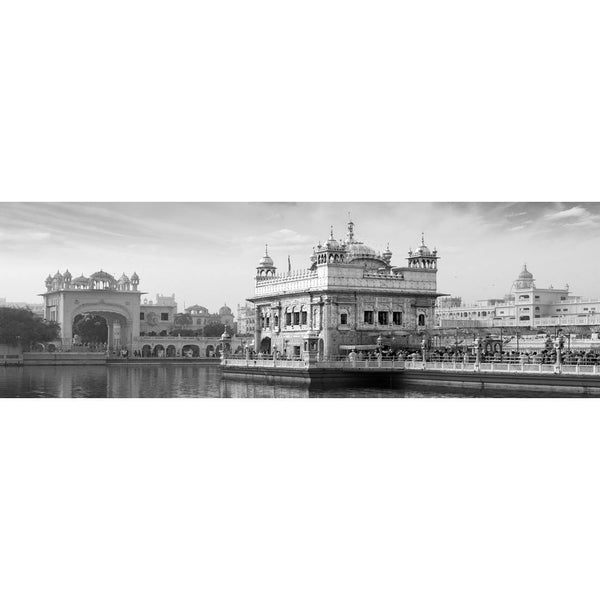 Golden Temple, Black and White (long) Wall Art