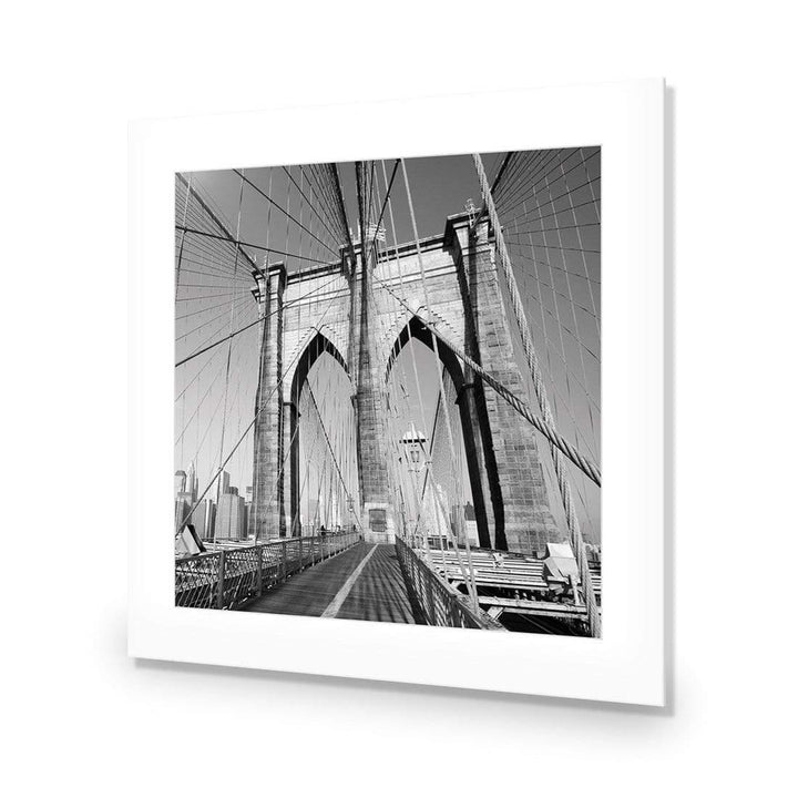 Brooklyn Bridge, Black and White (square) Wall Art