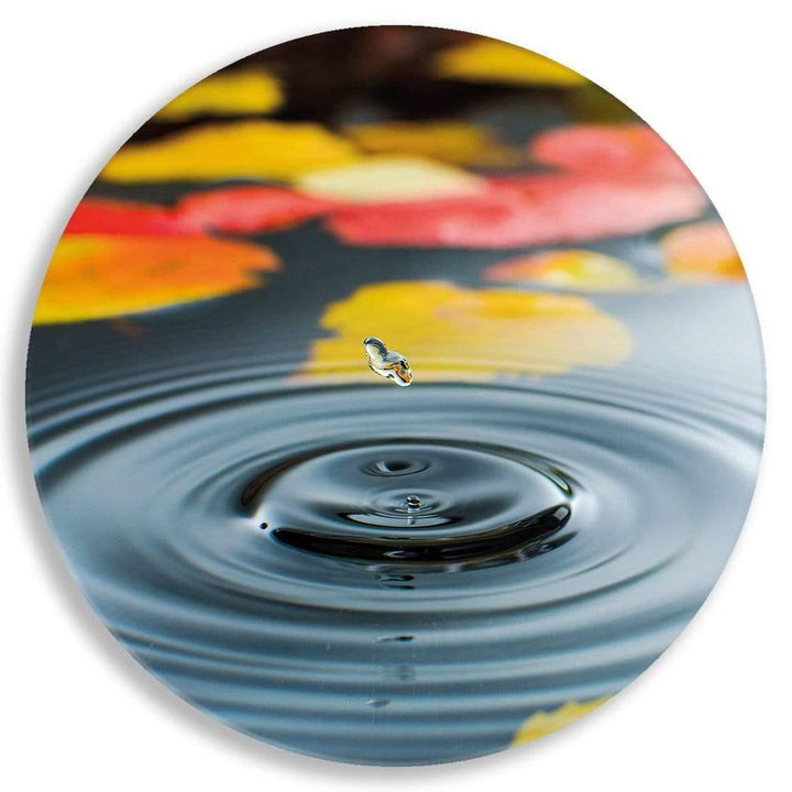 Droplet on Lily Pond Circle Acrylic Glass Wall Art