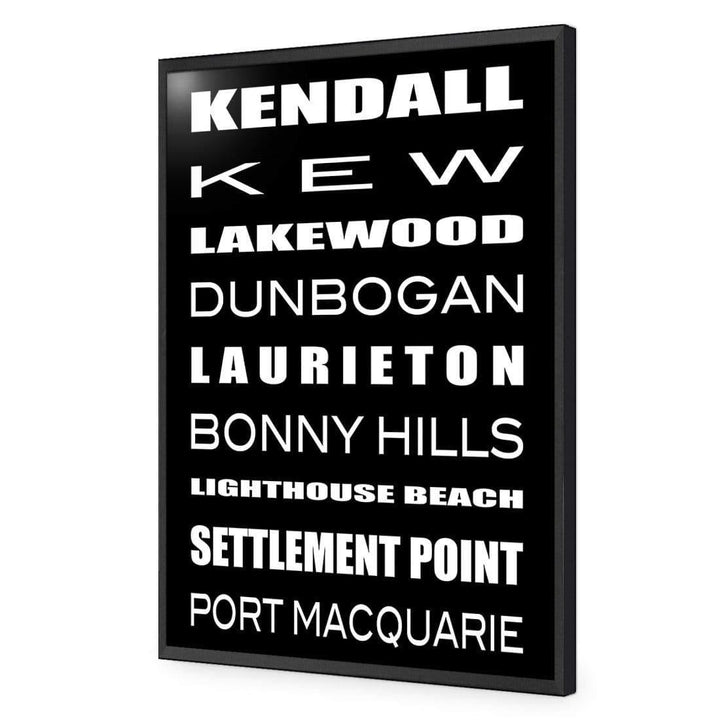 Bus Scroll, Port Macquarie, Black and White, (Rectangle) Wall Art