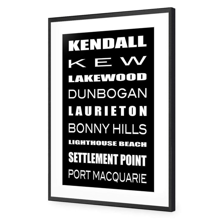 Bus Scroll, Port Macquarie, Black and White, (Rectangle) Wall Art