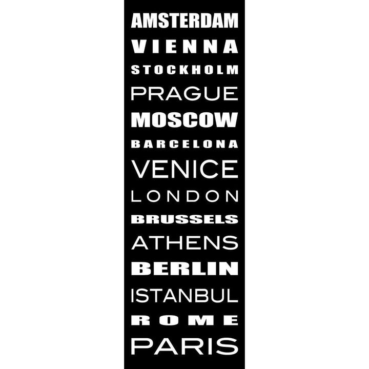 Bus Scroll Europe Black and White (Long) Wall Art