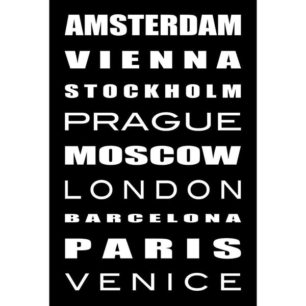 Bus Scroll Europe Black and White Wall Art