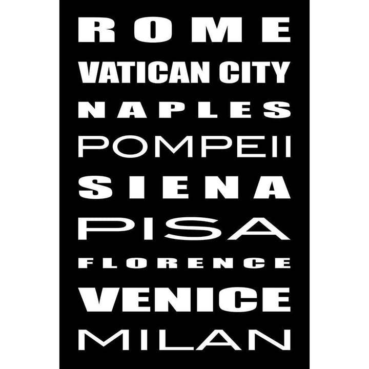 Italy Bus Scroll, Black and White, Rectangle Wall Art