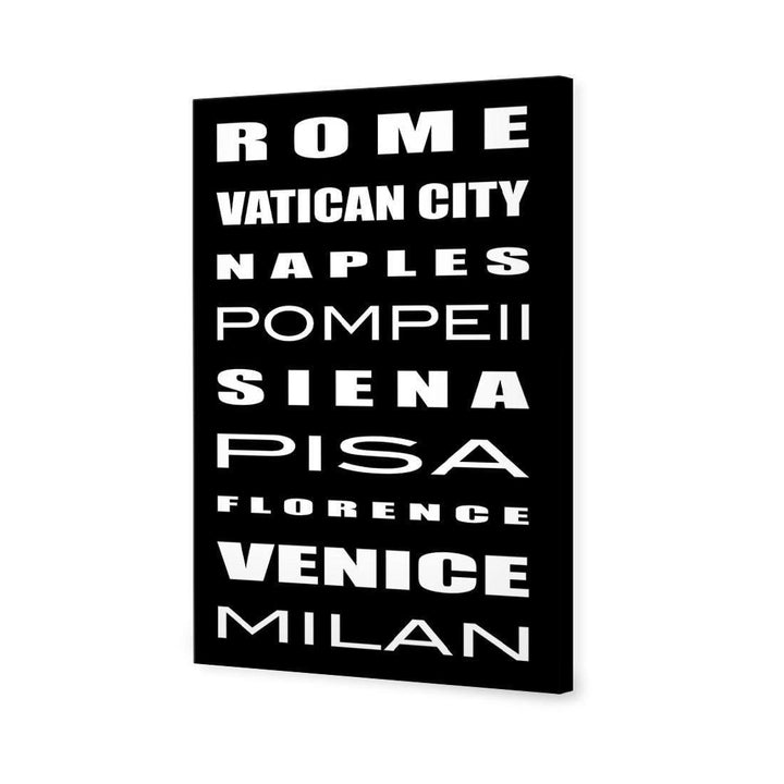 Italy Bus Scroll, Black and White, Rectangle Wall Art