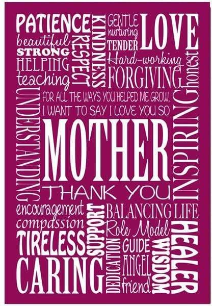 Mother Words, Purple (Rectangle) Wall Art